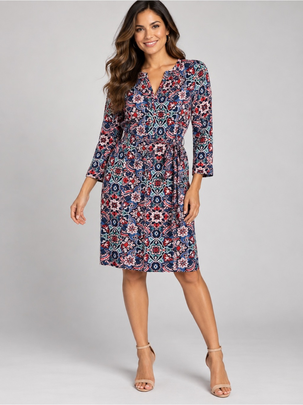 LOFT Stained Glass Floral Print Tie Waist Dress Size S NWT